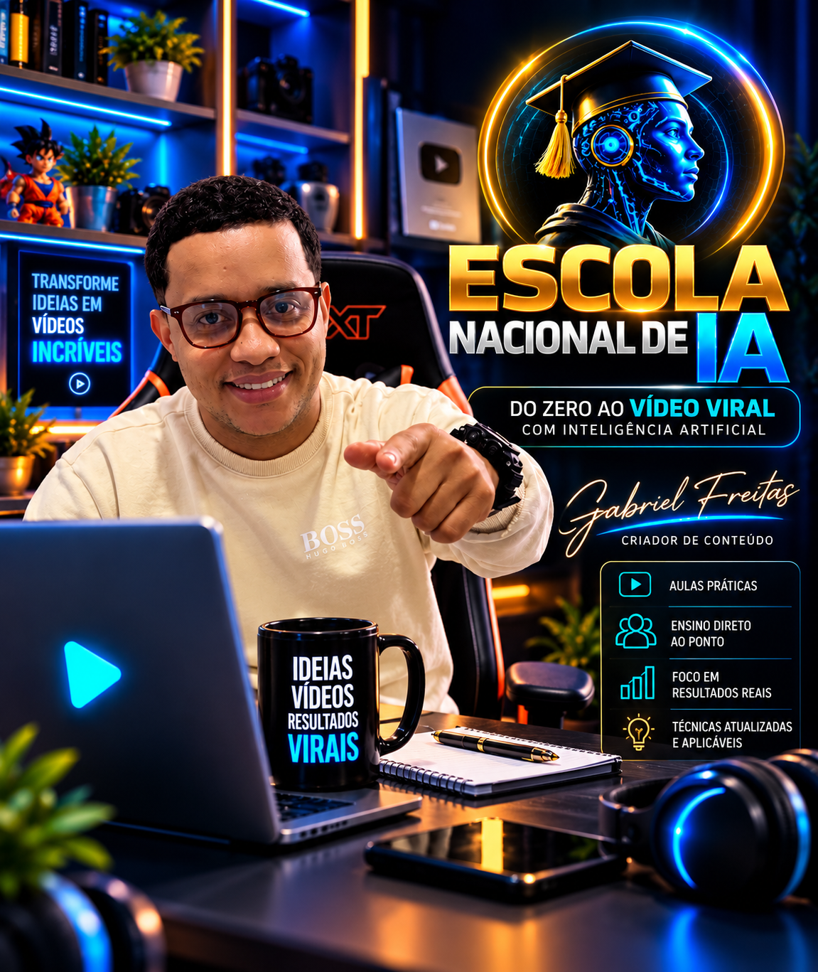 Foto real de Gabriel Freitas, professor do curso Seedance 2.5 na Prática